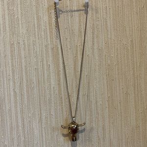 gorgeous, bull necklace, gold with pink floral design 🌸🐂